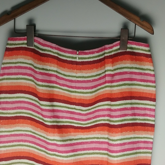 NWT Talbot Petites Striped Colorful Lined Midi Pencil Skirt Back Zipper Closure - Picture 5 of 7